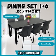 READY STOCK TXJ - 9986 L180x90cm Dining Table Set with 925 Fabric Grey Chair 8 seater / set Meja Makan Murah 8 orang