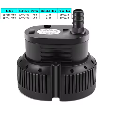45/75W 2500-3000L/H Submersible Water Pump AC220-240V Aquarium Fish Pond Tank Spout Marin Temperatur