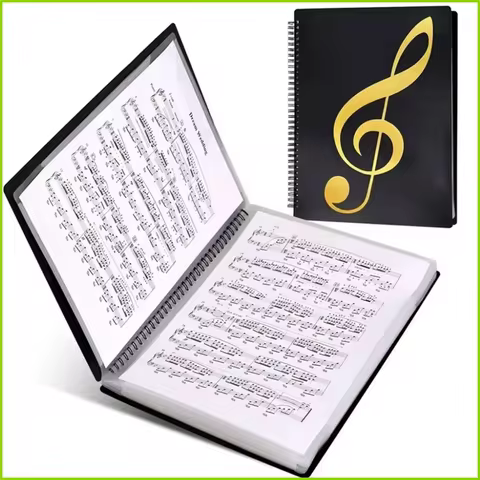 Flexible 40 Pages Piano Music Score Folder A4 Music Book Clip Sheet Note Folder Piano Paper Sheets M