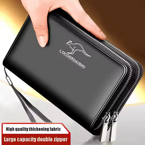 New Women's Leather Wallet Large Capacity Billeteras Para Hombre Double Zipper Clutch Bag Portafogli
