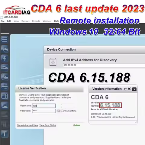 CDA 6.15.188 CDA6 Engineering Software Scanner EDITING for DODGE/CHRYSLER/JEEP Support Win10 32/64 B