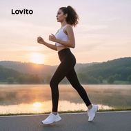 Lovito Sports Leggings Butt Lifting Leisure High Waist Sports Yoga Running Pants Sports Leggings for
