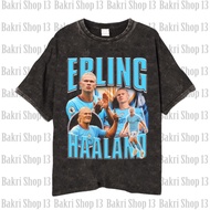 Norwegia Erling HAALAND T-shirt/ Vintage Wash Erling Haaland Mancity Unisex Football shirt