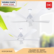KDK K15YC/K15UC Nodoka Series 5 Blades Remote Control /Smart Control Ceiling Fan 60″