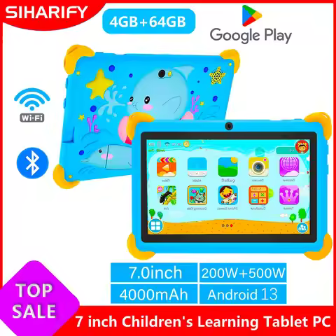 7 Inch 5G Kids' tablets Android Learning Games Pad Kids-Proof protective Case Tablet Quad Core 4GB+6
