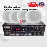 [1 SET] Harpman 50W Bluetooth Power Amplifier + 8pcs 6" Woofer Ceiling Speaker suitable for beauty c