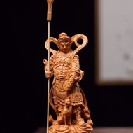 太行崖柏木雕二郎神杨戬哮天犬小摆件镇宅家用护法神像南天门神将9.8 Taixing Cliff Cypress Wood Carving of Erlang Shen Yang Jian and th