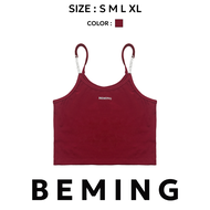 Bemingtop831(S-XL)-Gram tank top เสื้อสายเดี่ยวงานอะไหล่เก๋ Beming สายตกแต่งโลโก้เพิ่มความโดดเด่น