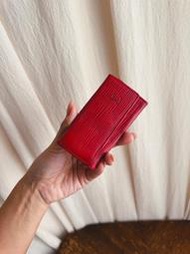 LV 經典水波紋 真皮紅色四環鑰匙包