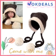 OKDSHOP Beanies Bear Hat, Crochet Wool Ear Protection Hat,  Bear Ear Thickened Warm Hat Winter