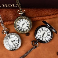 Large Pocket Watch Transparent Glass Lace Quartz Watch Flip Roman Scale Pocket Watch Necklace Pocket