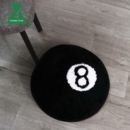 FORBETTER 8 Ball Carpet, Plush Soft 8 Ball Rug, Creative Round Black Anti-slip 8 Ball Mat Hoom Decor
