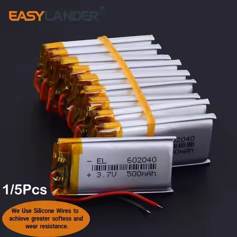 Silicone Wires 602040 500mAh Rechargeable Battery 3.7v Li Ion Po Lithium Polymer Batteries For gamep