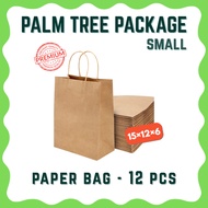 [PAPER BAG] Brown Paper Bag with Handle – 12 Pcs (15x12x6) | Eco-Friendly Kraft Shopping / Gift Bag