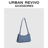 URBAN REVIVO อุปกรณ์เสริมสำหรับสุภาพสตรีใหม่ กระเป๋าผ้ายีนส์ถักใต้วงแขน AW12TB2N2018 The light blue
