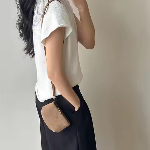 PU Leather Suede Coin Purse Hanging Neck Lipstick Earphone Pouch Mini Storage Bag Makeup Storage Pur