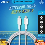 Anker 322 USB-C to C Cable 6FT A81F6 Braided 60W Power Delivery