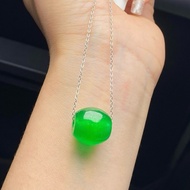 Natural Jade High Ice Sun Green Passepartout Transfer Bead Pendant Women Jade Clavicle Chain 6.189.1