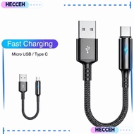 HECCEH Micro USB Cable, Short 25cm USB Type C Cable,  Portable Nylon Fast Charging Data Cable