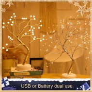 USB Pearl Firefly Table Lamp Desk Lamp Fire Tree Copper Wire Night Light Bonsai Style Fairy Lights