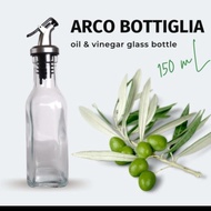 Oil Vinegar Bottle Kecil 150ML Botol Kaca Tinggi Tutup Karet Hitam Kedap Tempat Saji Cuka Minyak Kec