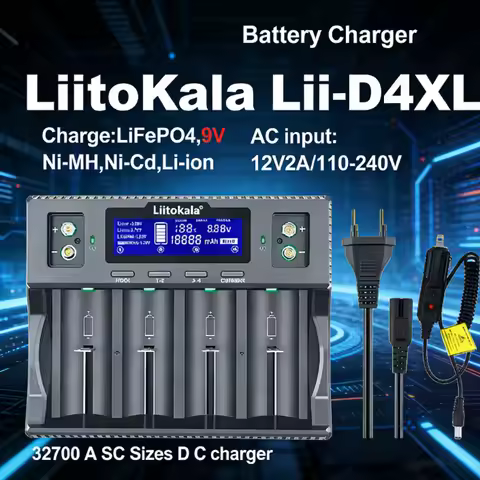 LiitoKala Lii-D4XL Smart Battery Charger for 32700 26650 18650 21700 18500 14500 16340 AA AAA Li-ion