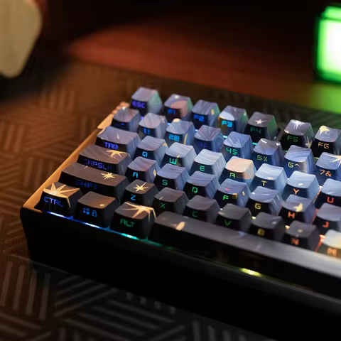 JKDK Van Gogh Starry Night Side Print Keycaps 134 Keys PBT OEM Profile Backlit Keycap Set For 68/75/
