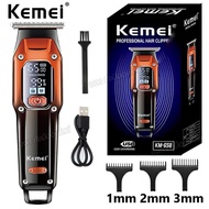 Kemei Cordless Hair Clipper KM-658 Electric Battery-Powered For Men Stainless Steel Blade Carved Pat