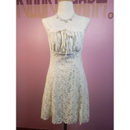 no.342 Spaghetti Strap Dress Lace Fabric forever 21 Cream Color Bust 36 Waist 29-30 Hips 40 Length 3