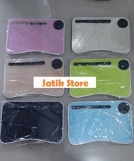 MEJA LAPTOP / MEJA BELAJAR LIPAT  LAPTOP DAN TEMPAT GELAS MOTIF POLOS