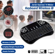 TITIK TIGA Mini Keyboard Wireless i8 Touch Pad Air Mouse – Keyboard Tanpa Kabel Papan Ketik Mini W