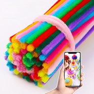 100pcs 6mm New Colorful Dense fuzzy wire pipe cleaner craft flower Chenille Stem DIY Children's Hand