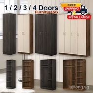 【In stock】1/2/3 Door Wooden Wardrobe (3 Colours) I2U1