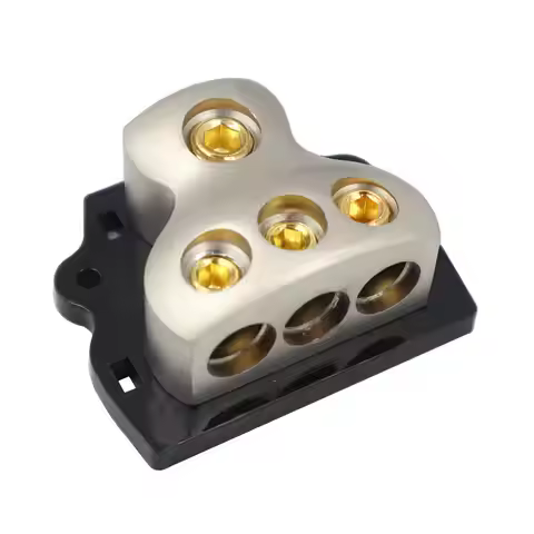 3 Way Power Distribution Block 1x 0 Gauge in 3x 4 Gauge Out for Car Audio Amplifier Splitter Accesso