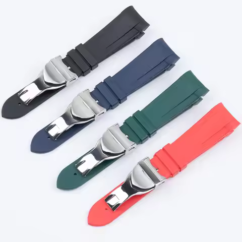 New Natural Rubber Silione Watchband 22mm For Tudor Strap Black Bay 1958 GMT 41mm Pelagos With Fold 