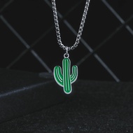 欧美潮牌仙人掌吊坠时尚嘻哈潮流男女士钛钢项链饰品批发地摊货源European and American fashion brand cactus pendant fashion hip hop tre