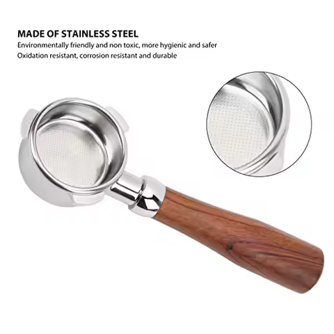 54mm Coffee Bottomless Portafilter Wooden Handle Coffee Filter for Breville 880/870/850 eusable Coff