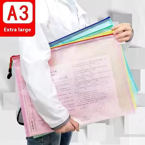 A3 Size, Clear Zipper Bag, Waterproof And Dust-Proof, Mesh Zipper Bag, For Documents, Paper, Documen