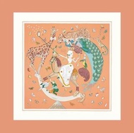 Hermès愛馬仕 Hermes Story 馬戲團故事 真絲披肩方巾 90cm/愛馬仕橘 🉑️無卡/刷卡分期