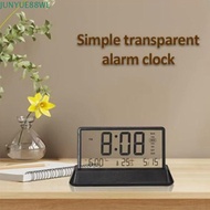 JUNYUE88WL Transparent Alarm Clock, LCD Digital Temperature Date Week Display Table Clock, Creative 