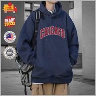 CHICAGO Hoodie Kpop Jacket Long Sleeve Streetwear Shirt Baju Lelaki Baju Sejuk Wording