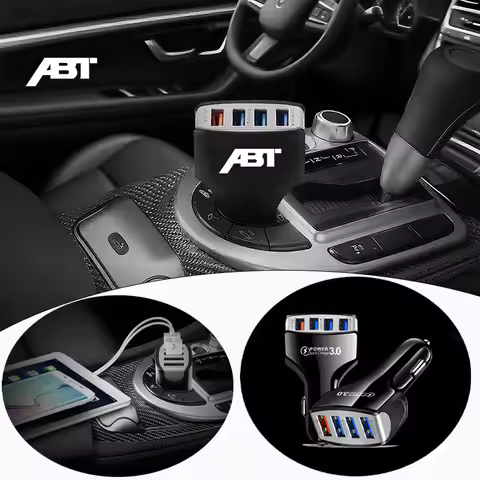 Multi-functional USB Type C 35W Fast PD 4 In1 Electric Adapter Car Charger For Audi ABT Logo RS3 RS4