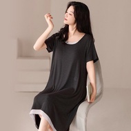 Pink Lady 罩杯式 短袖連身睡裙 慵懶貓語 涼感螺紋布睡衣 居家服