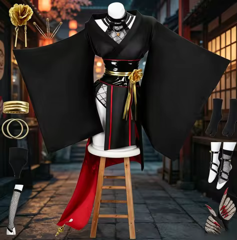 Spy X Family Yor Forger Ninja Cosplay Full Set Black Red Kimono Doujin Assassin Costume