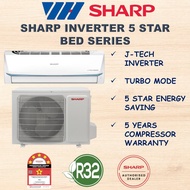 [INSTALLATION / SELF COLLECT] Sharp 5 Star Energy Saving Inverter (R32) Aircond, 1.0HP AHX10BED/ 1.5