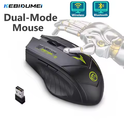 KEBIDUMEI Bluetooth 5.4 Wireless Mouse 6 Buttons Dual Mode Gaming Mouse 1600DPI Rechargeable E-Sport