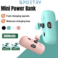 5000MAh Mini Power Bank LED Display Interface External Battery Compact Portable Power Bank