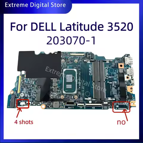 203070-1 motherboard is suitable for DELL Latitude 3520 laptop, supports I3 I5 I7-11TH CPU, UMA and 