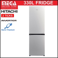 HITACHI R-B410P6MS 330L 2-DOOR FRIDGE BOTTOM FREEZER (2 TICKS) Brilliant Silver