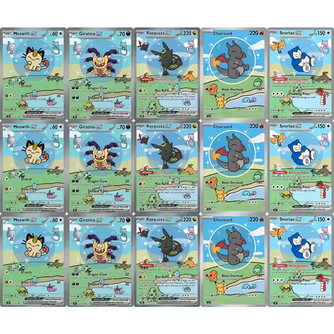 PTCG Collection Cards Charizard Giratina Meowth Rayquaza Snorlax DIY PTCG Game Cards Shining Creativ